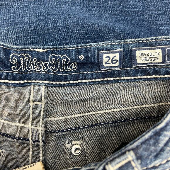 Miss Me Women’s Jeans Size 26x35 (2) Straight Embellished Pockets Preppy Bling - Picture 7 of 14
